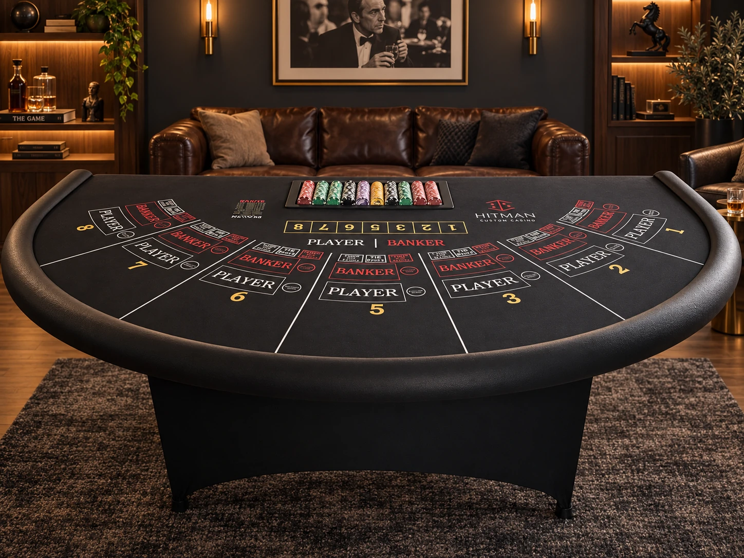Black Baccarat Table with Folding Legs