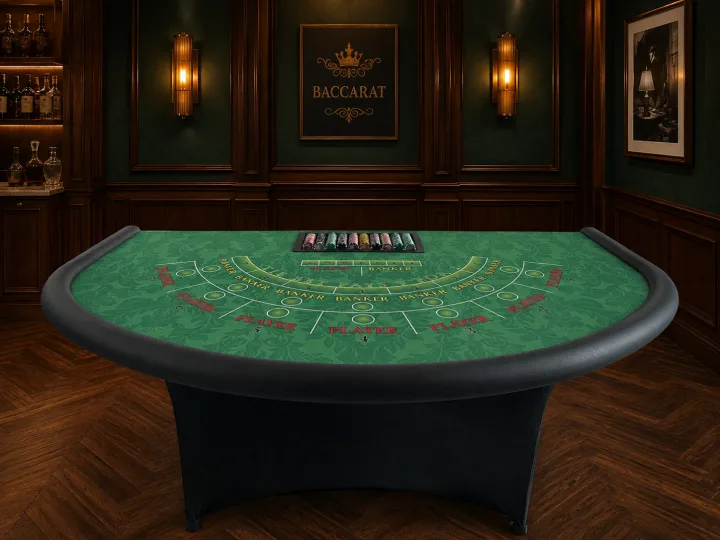 Green Baccarat Table with Folding Legs