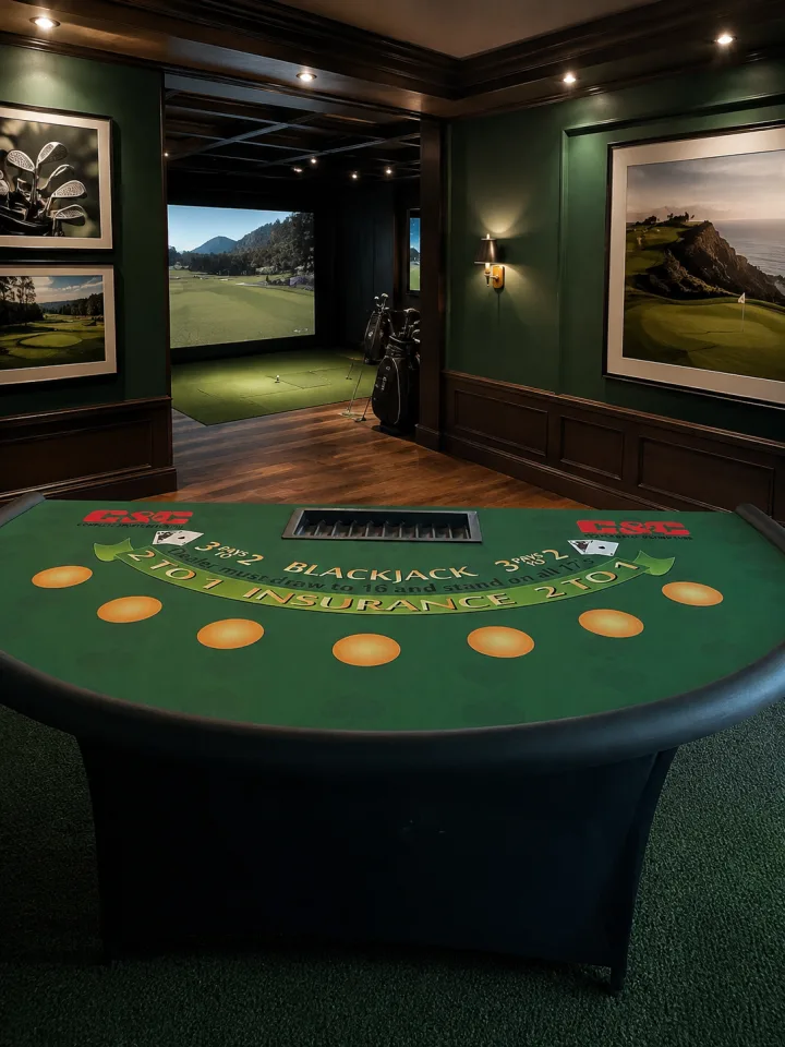 Green Blackjack Table with Folding Legs
