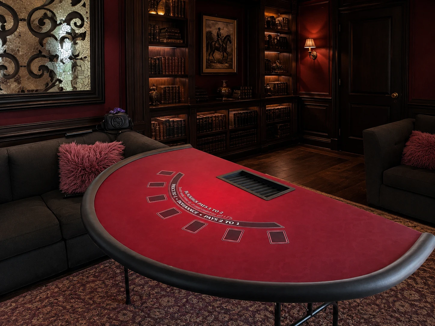 Red Blackjack Table with Folding Legs