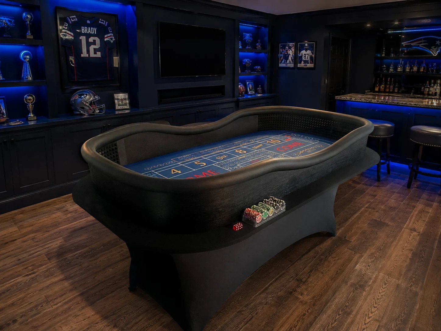 Blue ATS and Hop Bets Craps Table with Drink Ledge