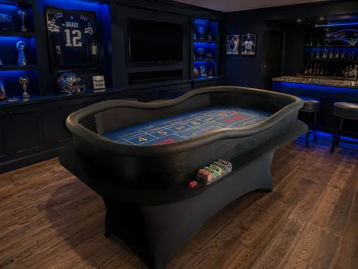 Blue ATS and Hop Bets Craps Table with Drink Ledge