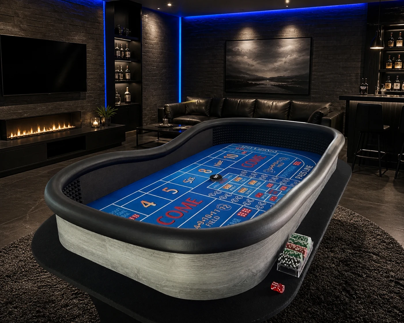 Blue Craps Table with Grey Exterior