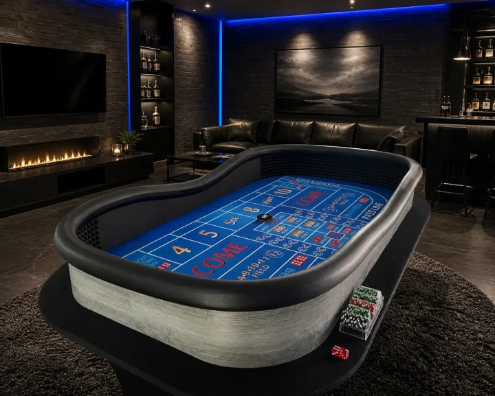 Blue Craps Table with Grey Exterior