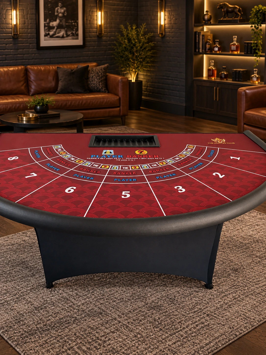 Burgundy Baccarat Table with Folding Legs