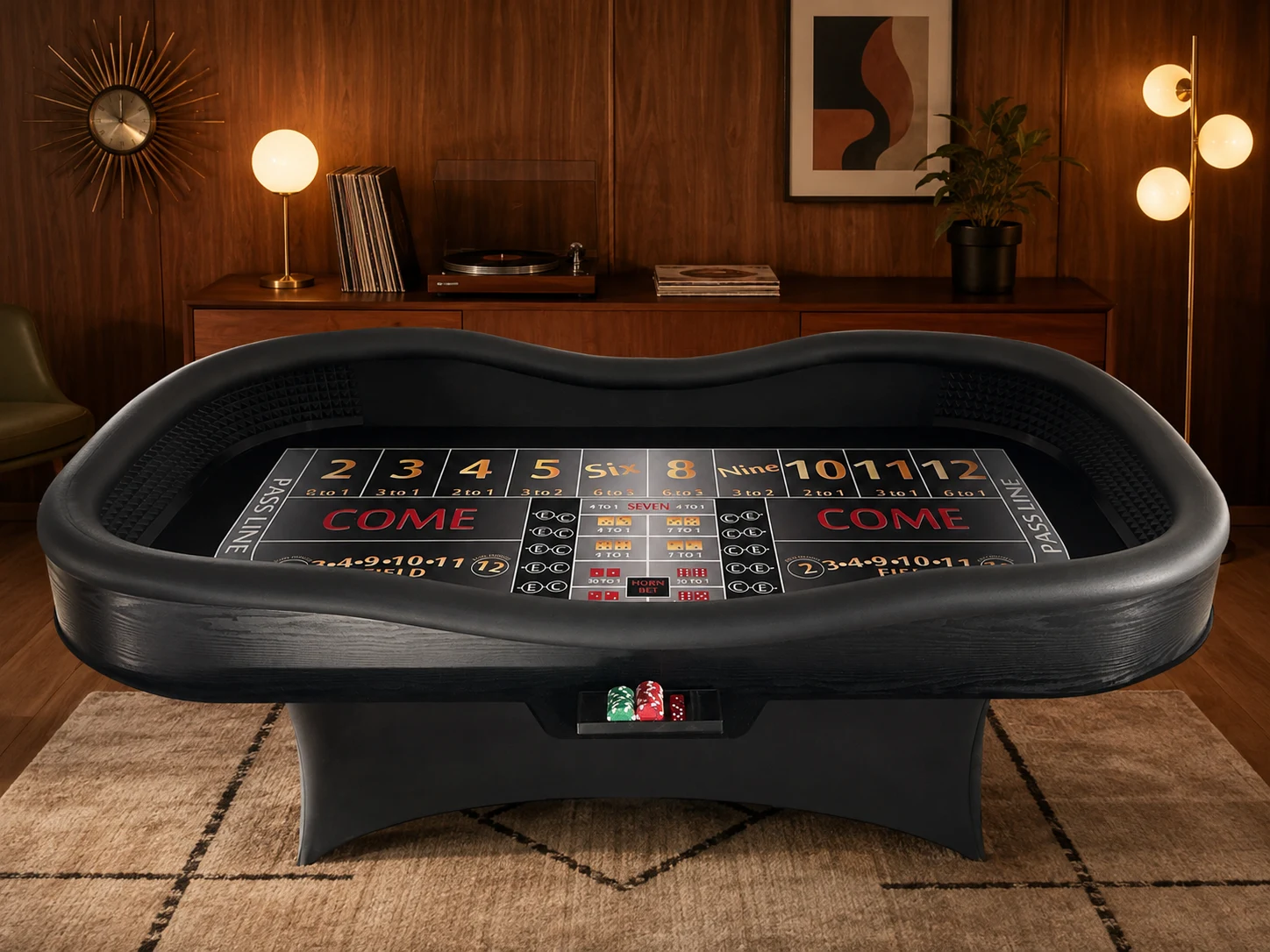 Crapless Craps Table with Drink Ledge