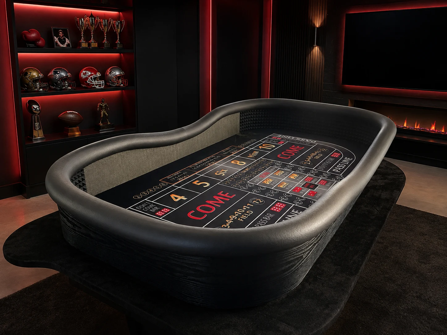 Red ATS and Hop Bets Craps Table with Drink Ledge