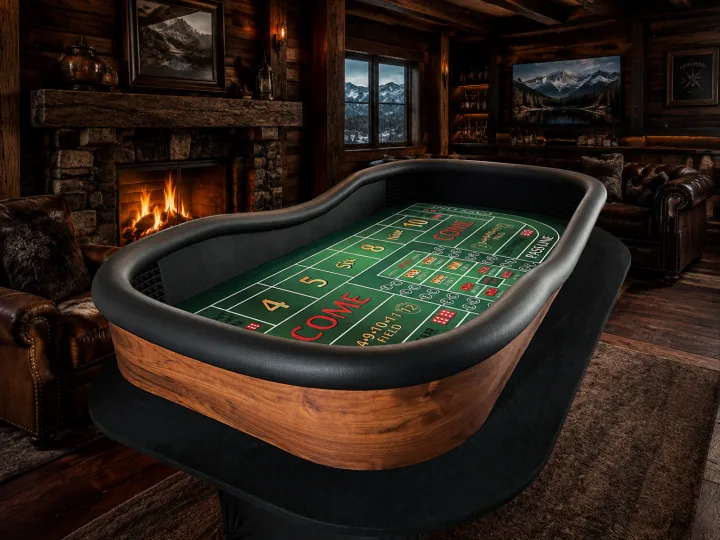 Brown Craps Table with Green Felt