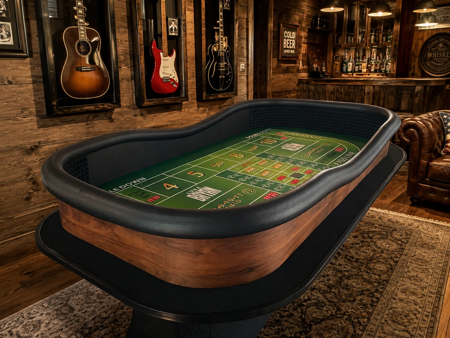 Personalized Craps Table with Drink Ledge