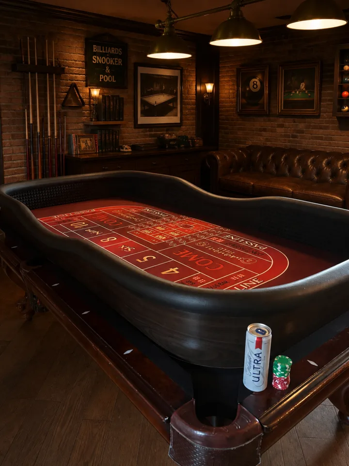 Red Craps Table Top for 8-Foot Pool Tables