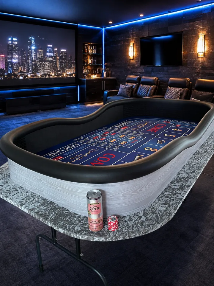 Blue Craps Table with Marble Exterior