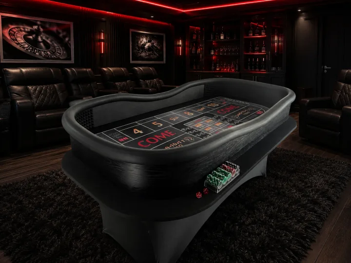 Red Craps Table with Drink Ledge