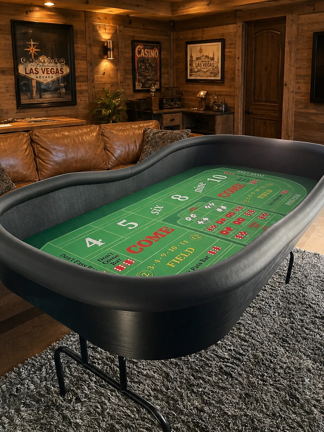 Compact Green Craps Table with Folding Legs