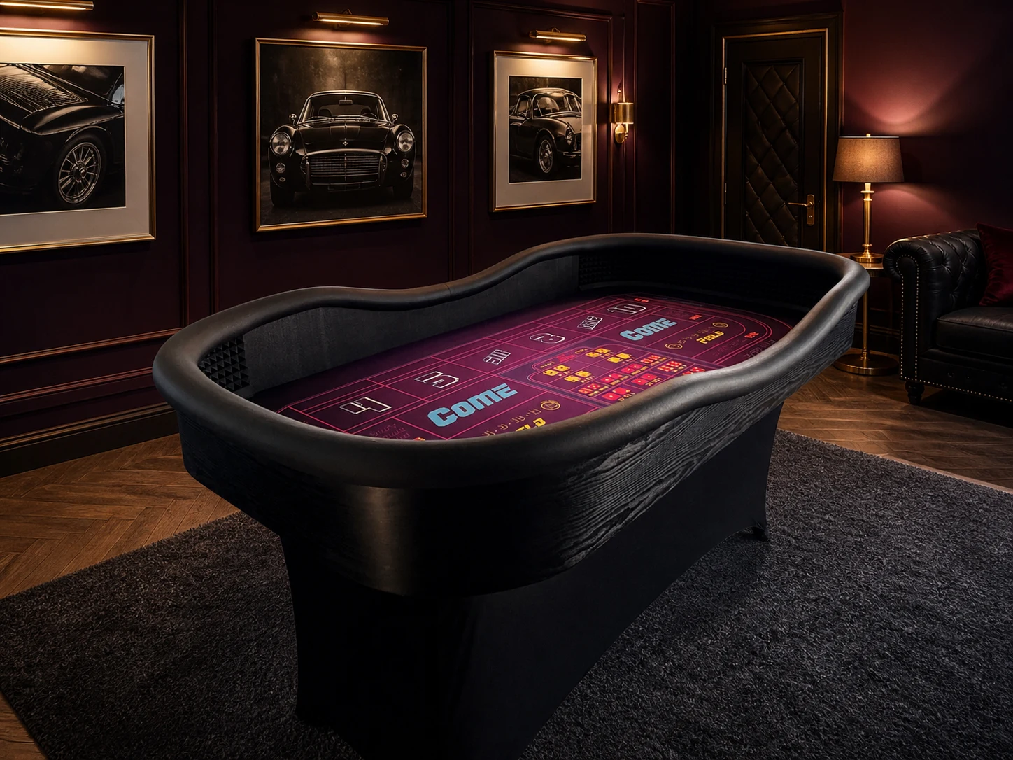 Purple Craps Table with Diamond Walls