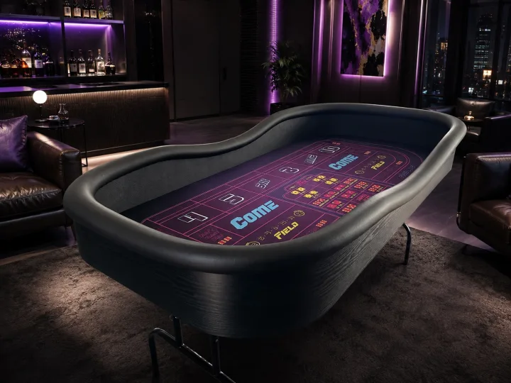Purple Craps Table with Folding Legs
