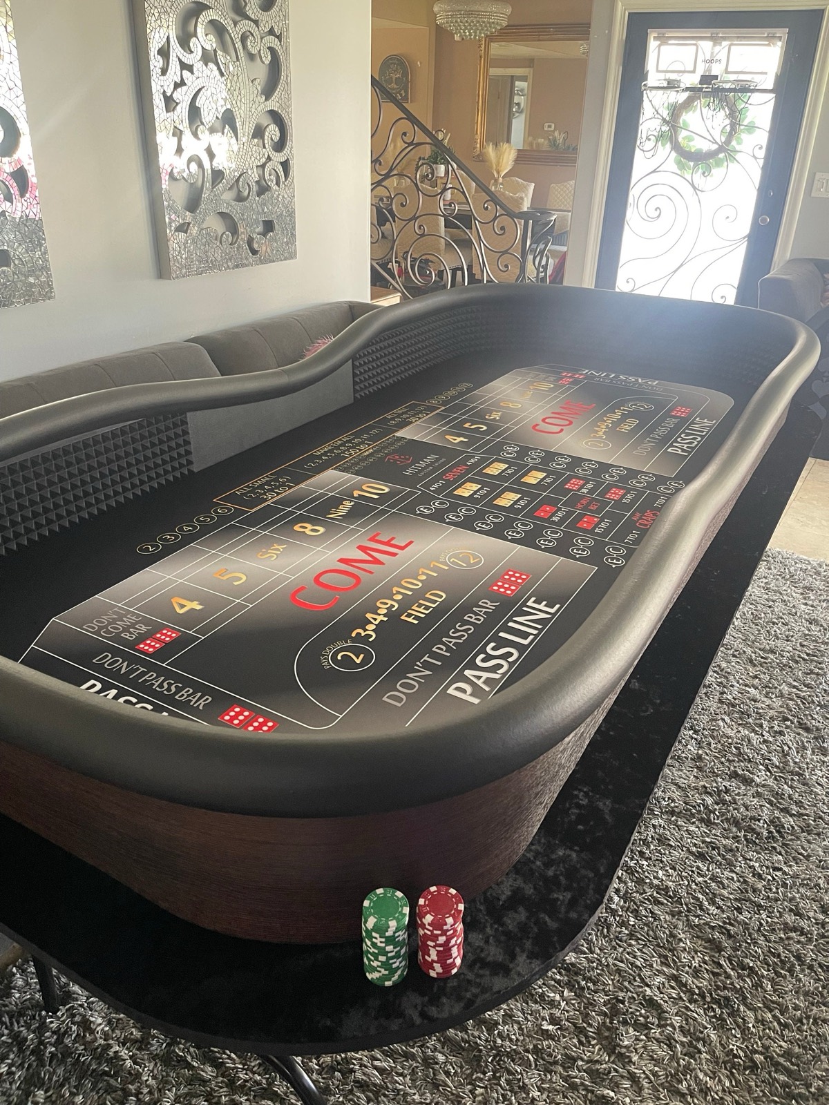 Photo 2 of 94-Inch Black Craps Table with Dark Brown Walls