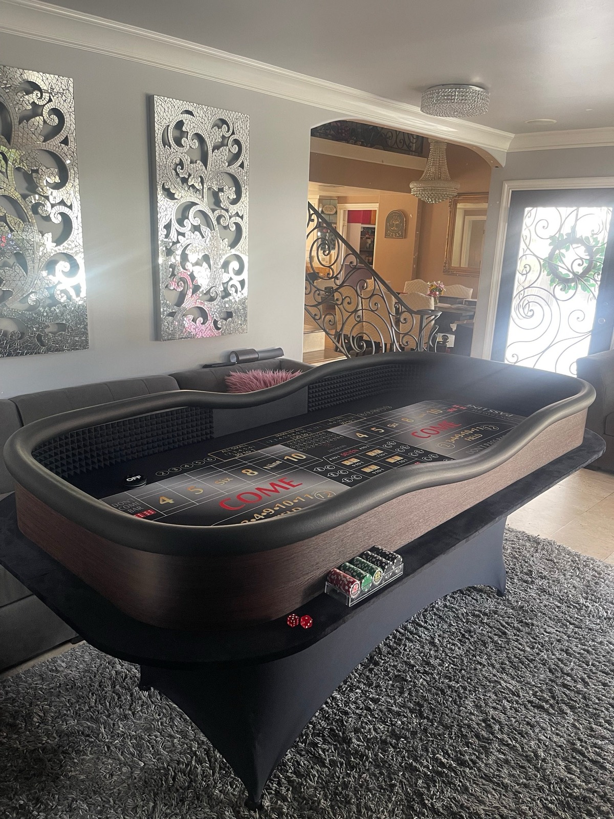 Photo 3 of 94-Inch Black Craps Table with Dark Brown Walls