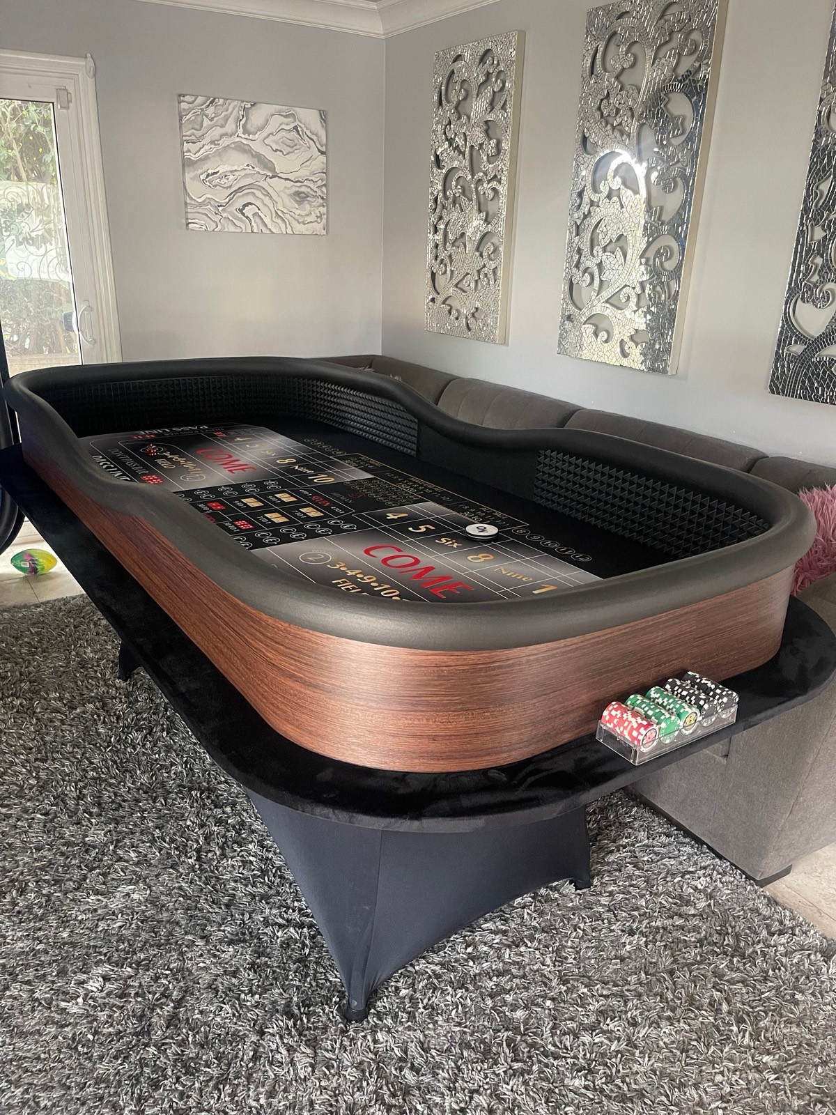 Photo 4 of 94-Inch Black Craps Table with Dark Brown Walls