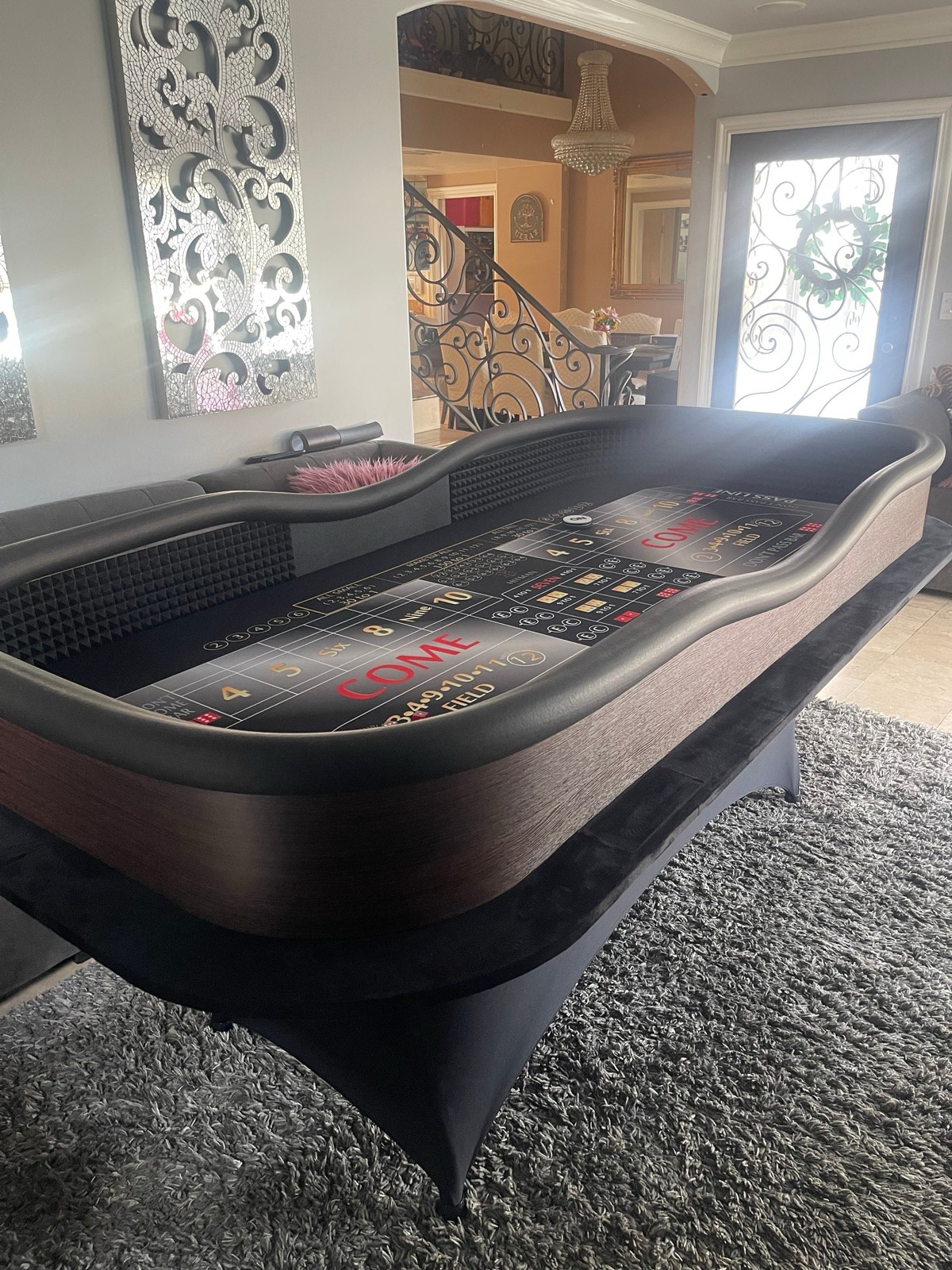 Photo 6 of 94-Inch Black Craps Table with Dark Brown Walls