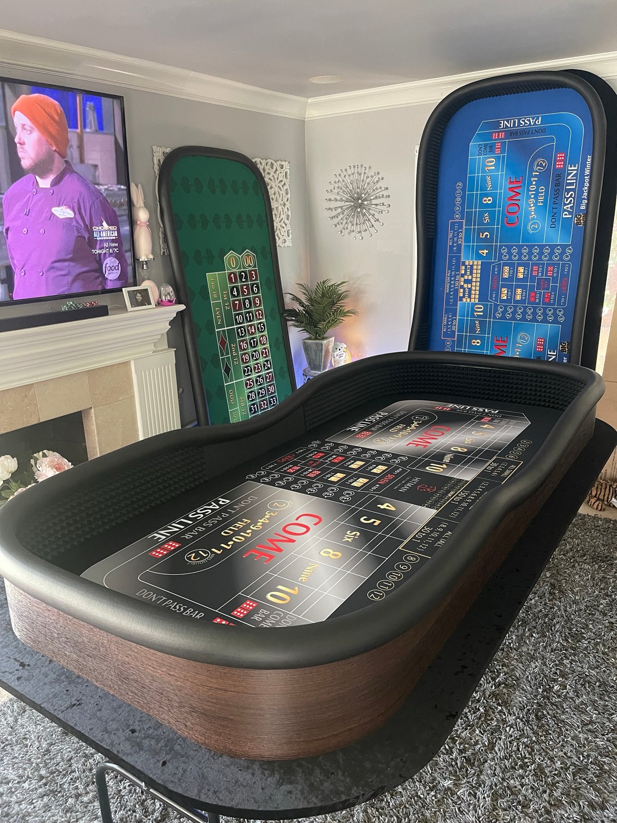 Photo 7 of 94-Inch Black Craps Table with Dark Brown Walls