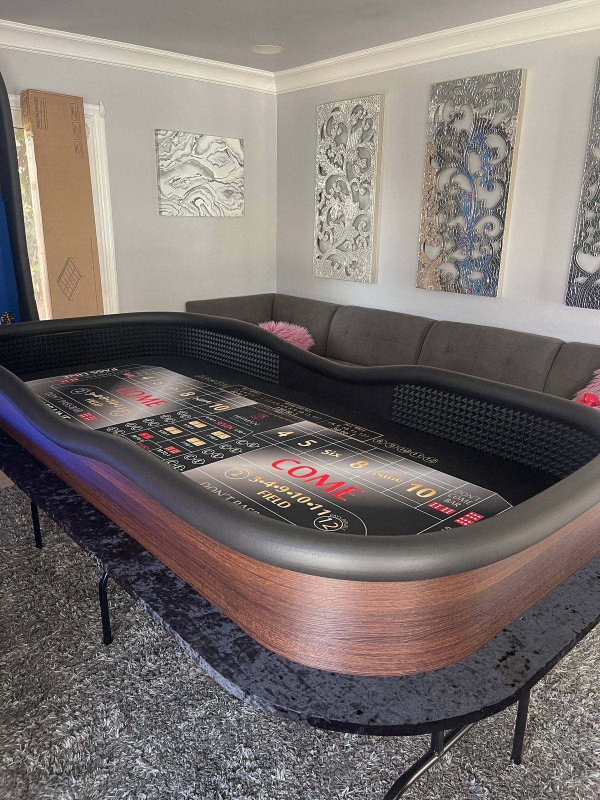 Photo 8 of 94-Inch Black Craps Table with Dark Brown Walls