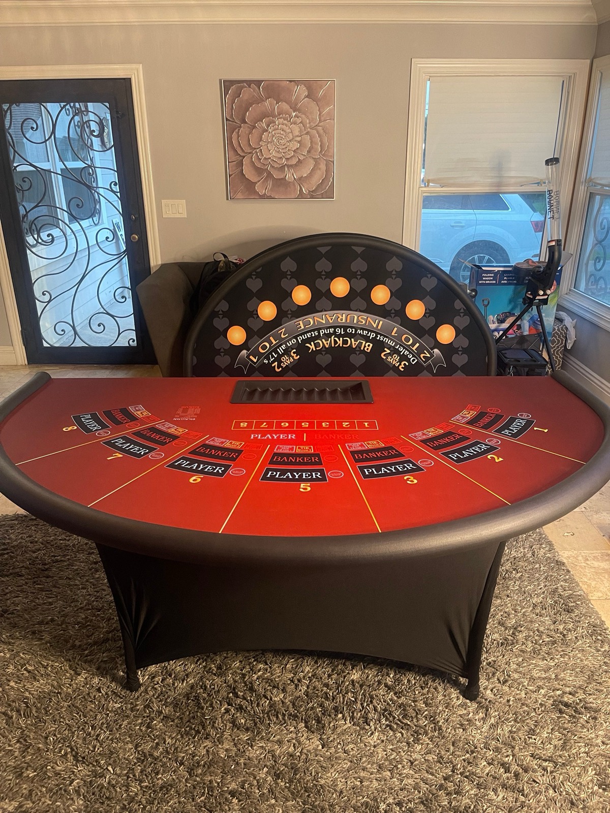Photo 5 of Red Baccarat Table with Folding Legs