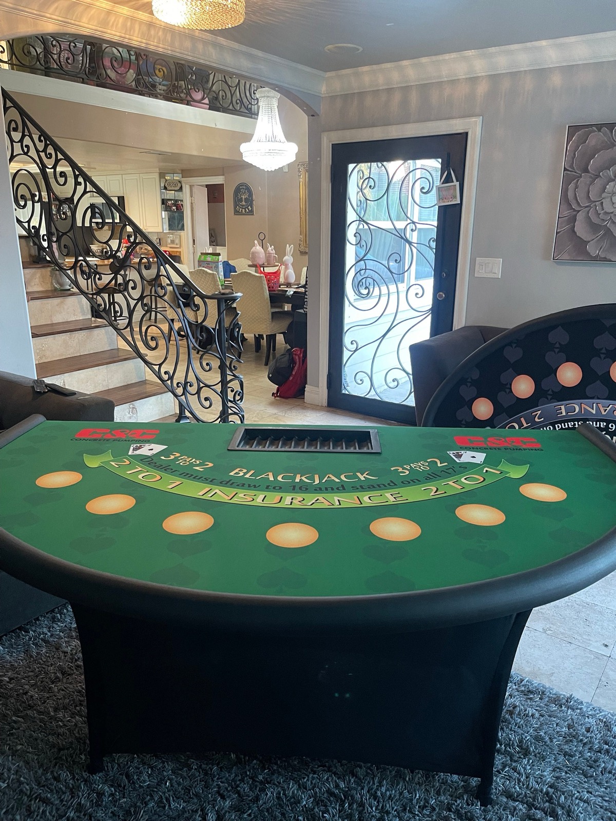 Photo 2 of Green Blackjack Table with Folding Legs