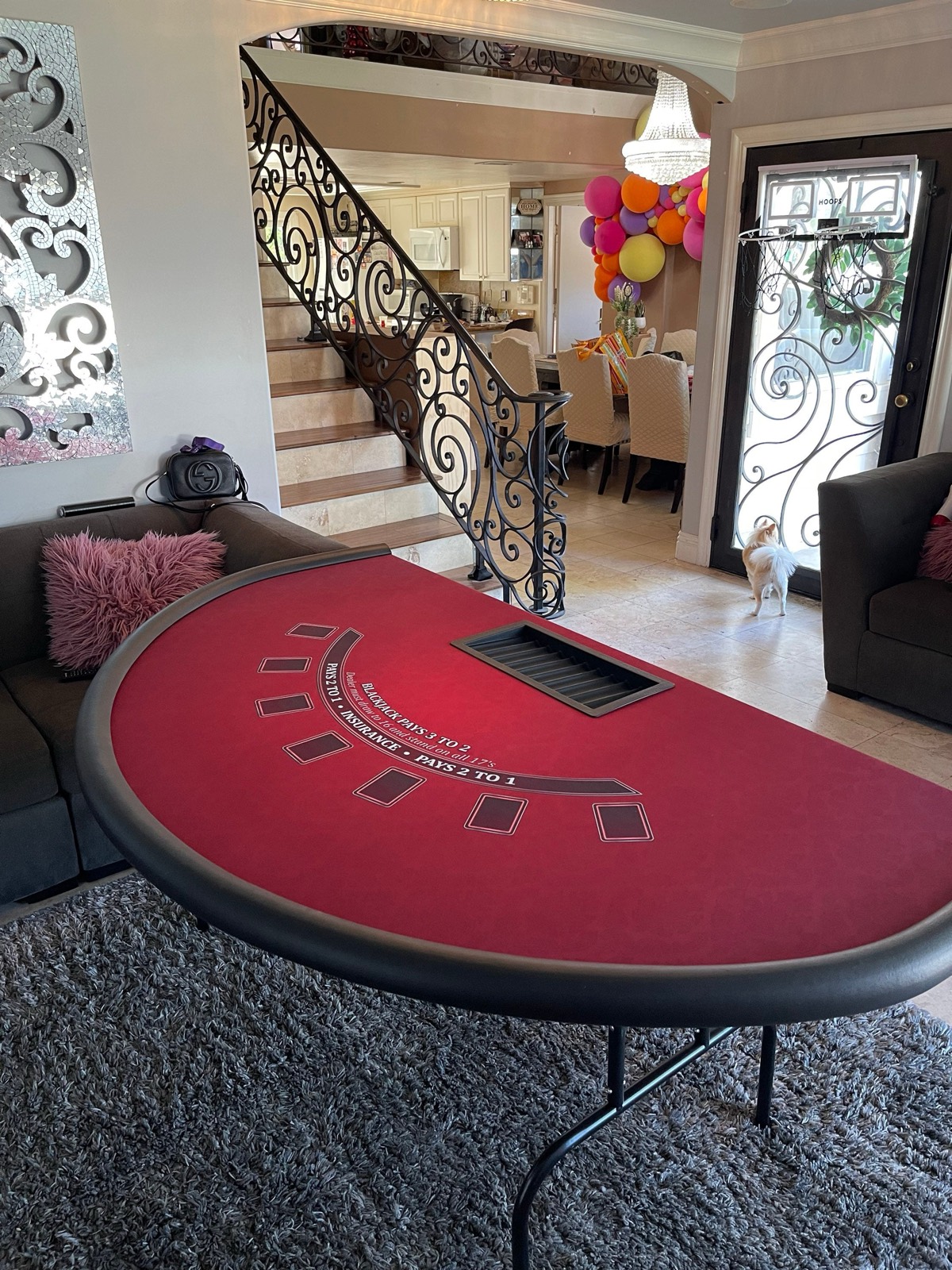 Photo 2 of Red Blackjack Table with Folding Legs