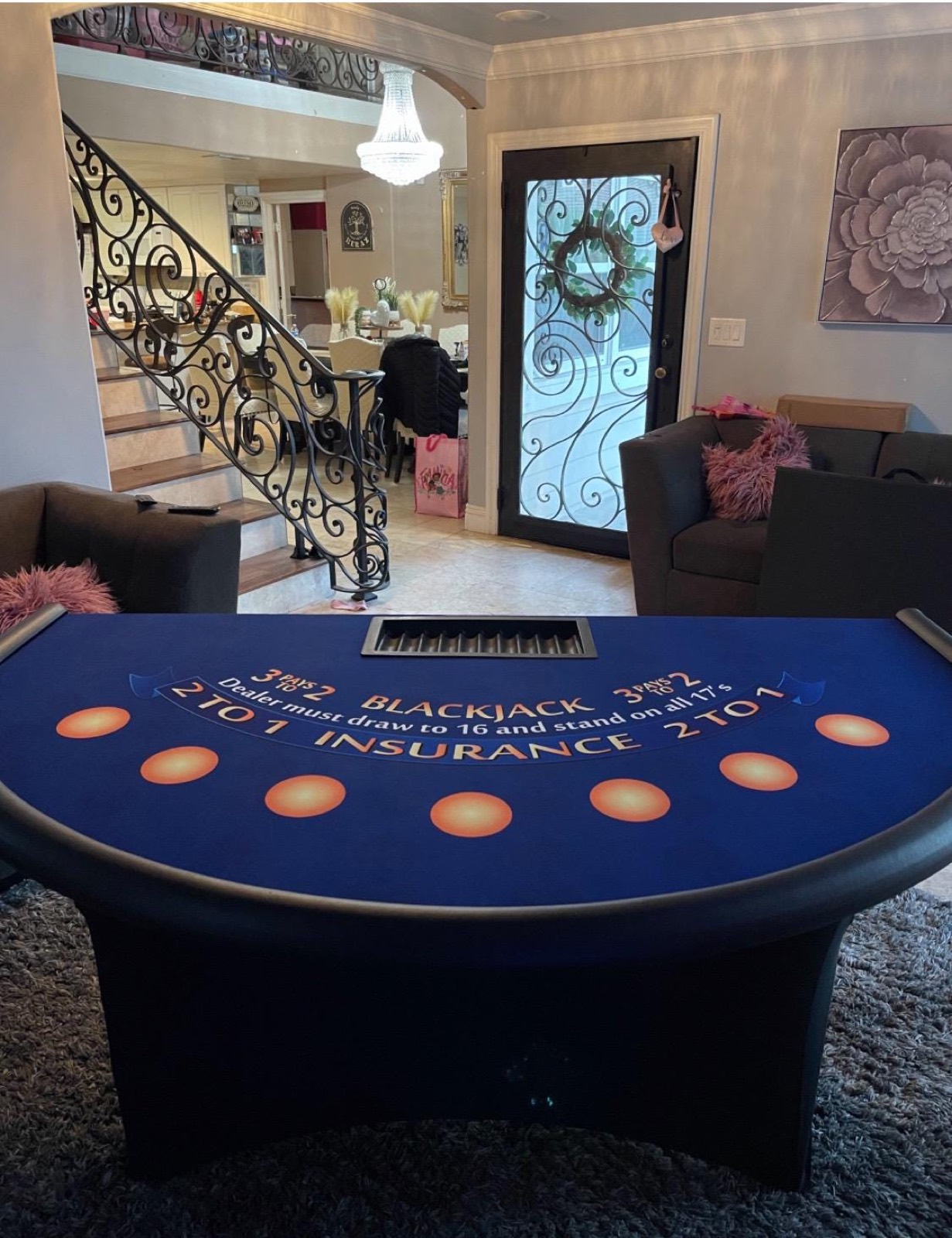 Photo 2 of Blackjack Table with Blue Layout