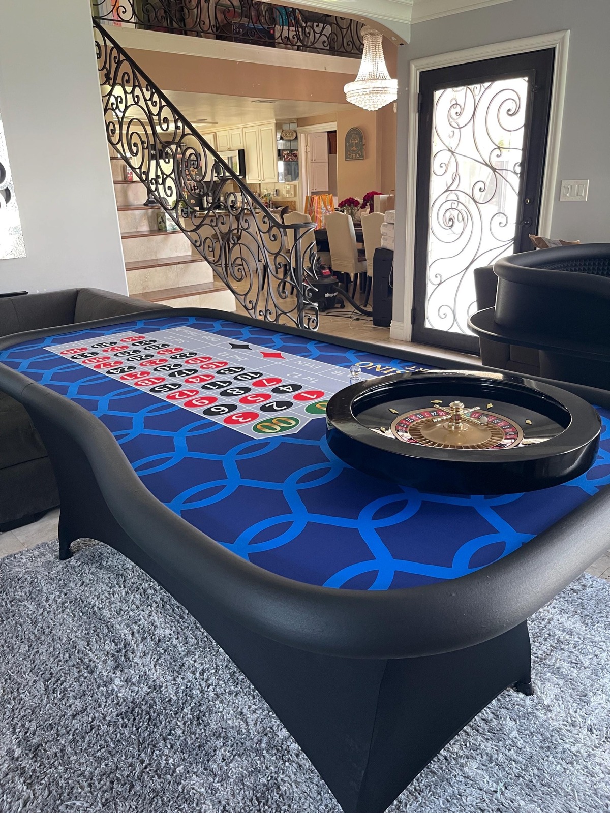Photo 2 of Blue Patterned Roulette Table with 20-Inch Wheel