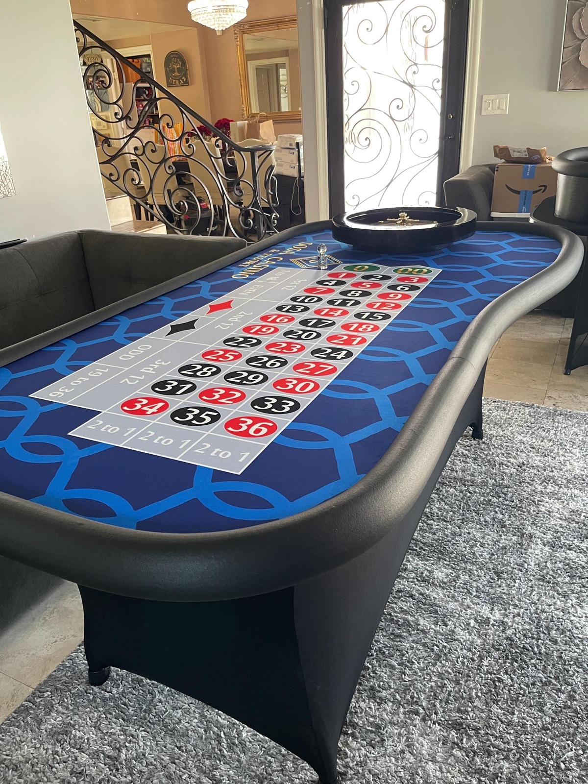Photo 3 of Blue Patterned Roulette Table with 20-Inch Wheel