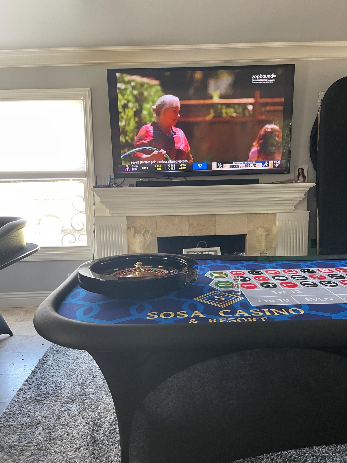 Photo 5 of Blue Patterned Roulette Table with 20-Inch Wheel