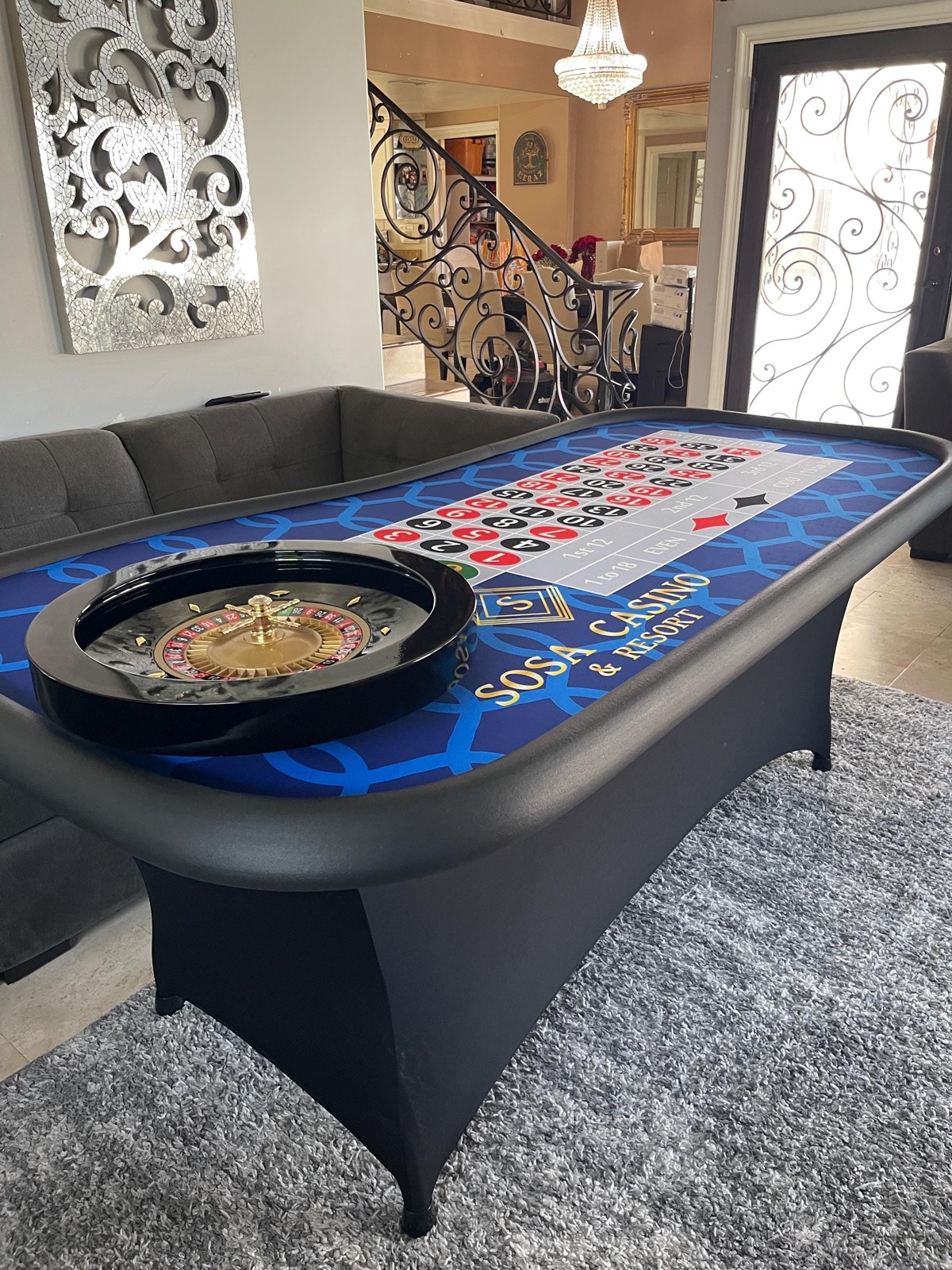Photo 6 of Blue Patterned Roulette Table with 20-Inch Wheel