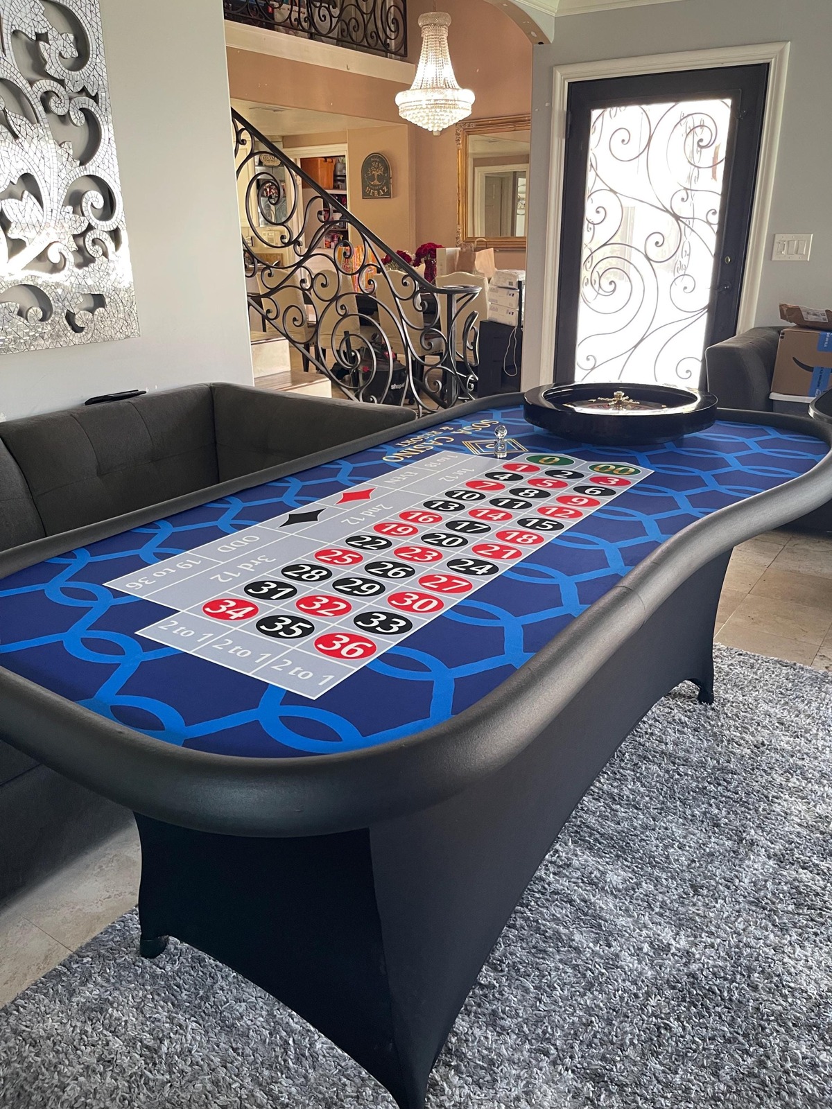 Photo 8 of Blue Patterned Roulette Table with 20-Inch Wheel
