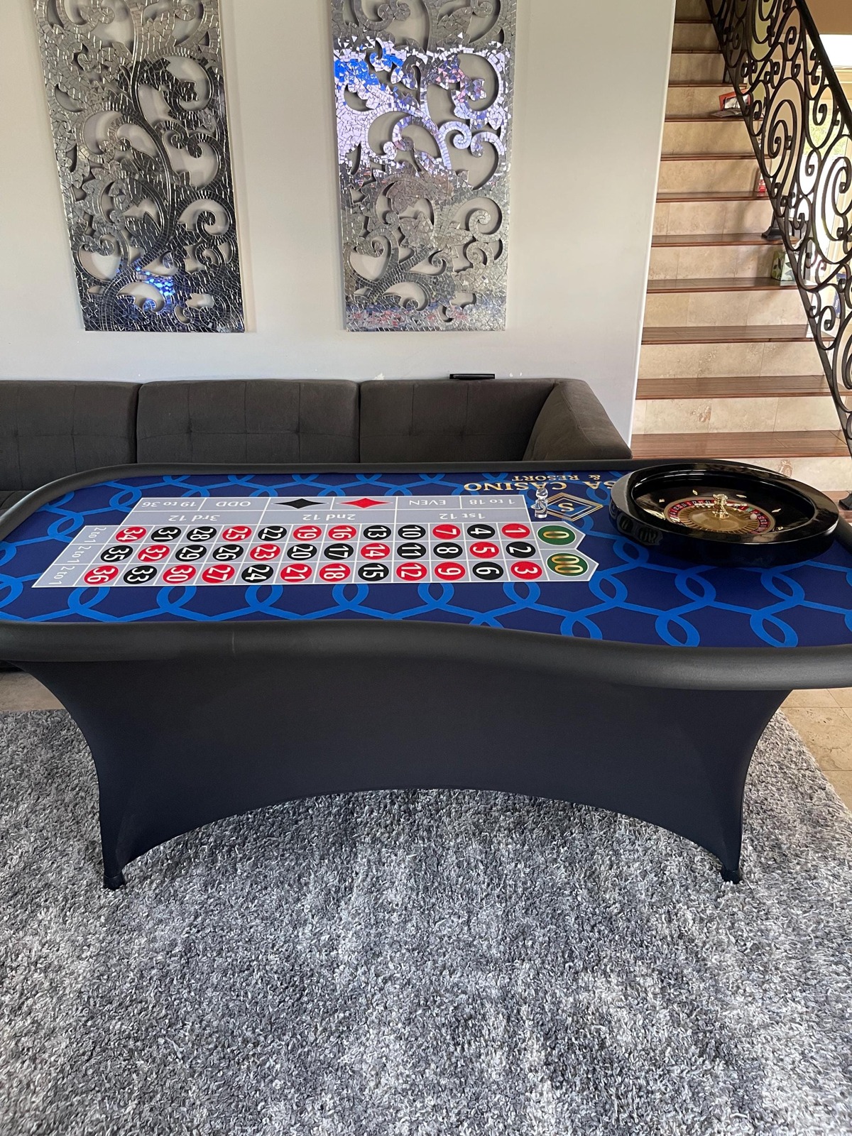 Photo 9 of Blue Patterned Roulette Table with 20-Inch Wheel