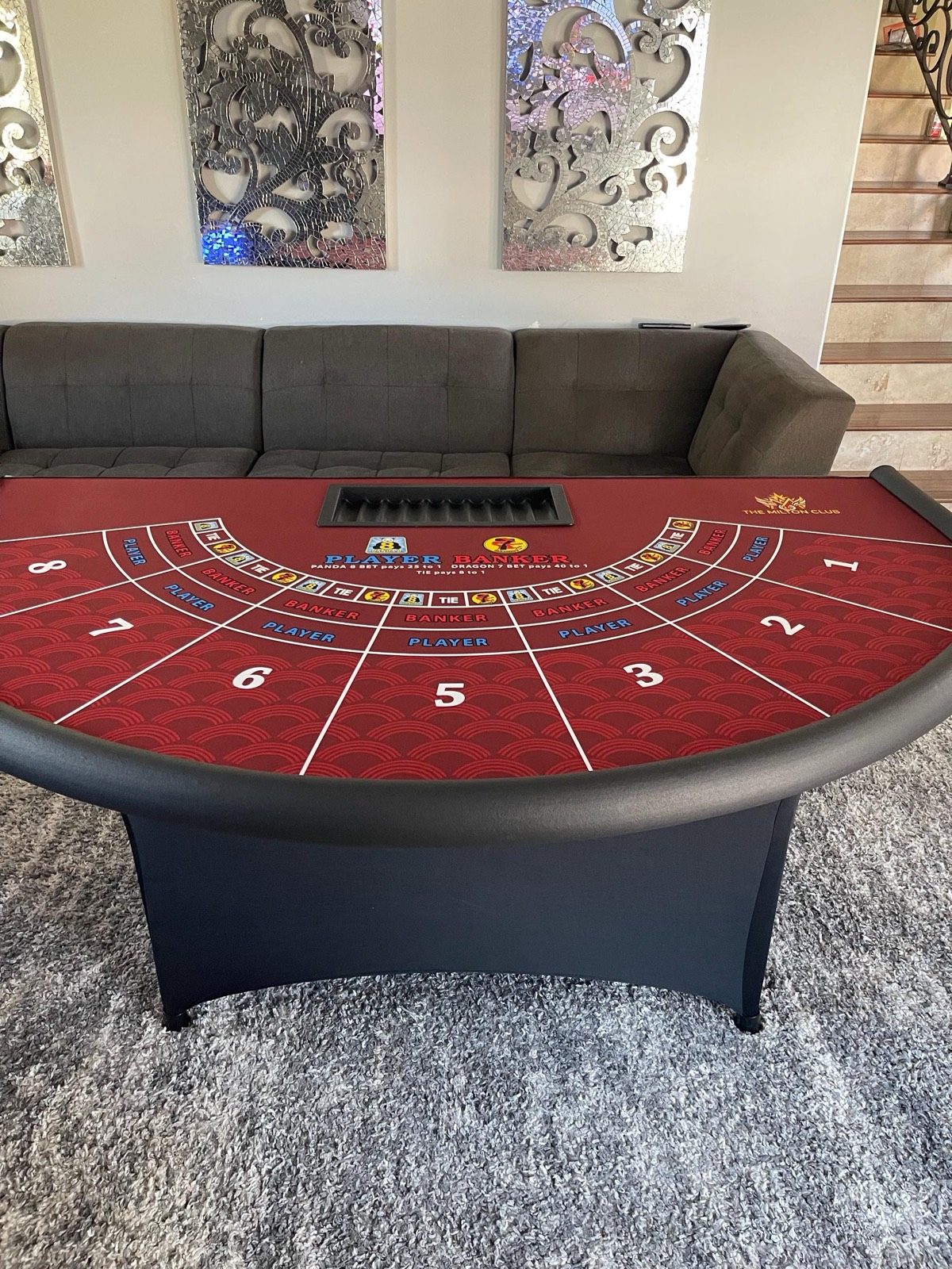 Photo 2 of Burgundy Baccarat Table with Folding Legs