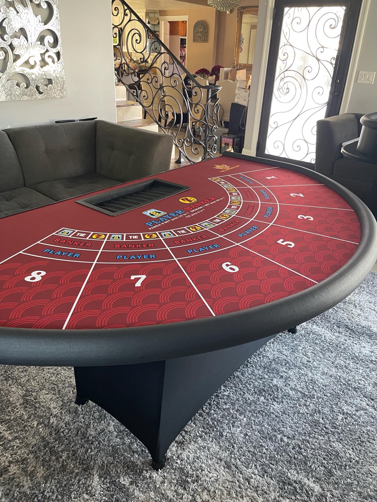Photo 3 of Burgundy Baccarat Table with Folding Legs