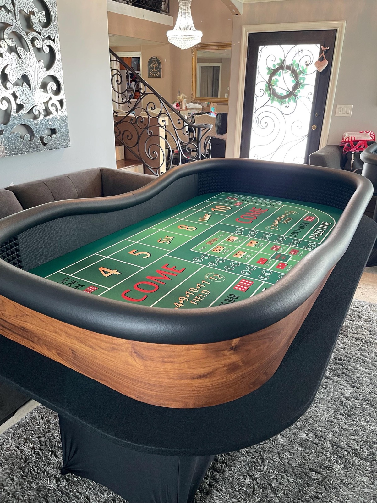 Photo 2 of Brown Craps Table with Green Felt