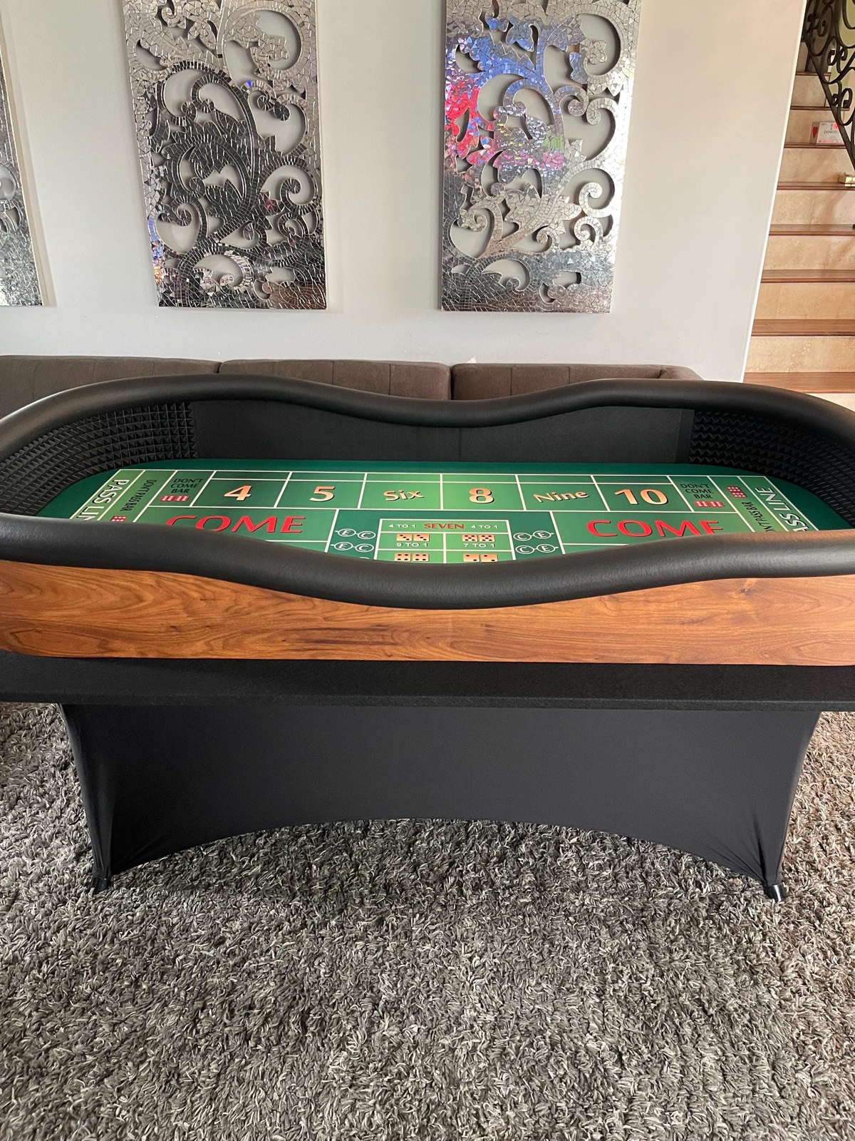 Photo 3 of Brown Craps Table with Green Felt