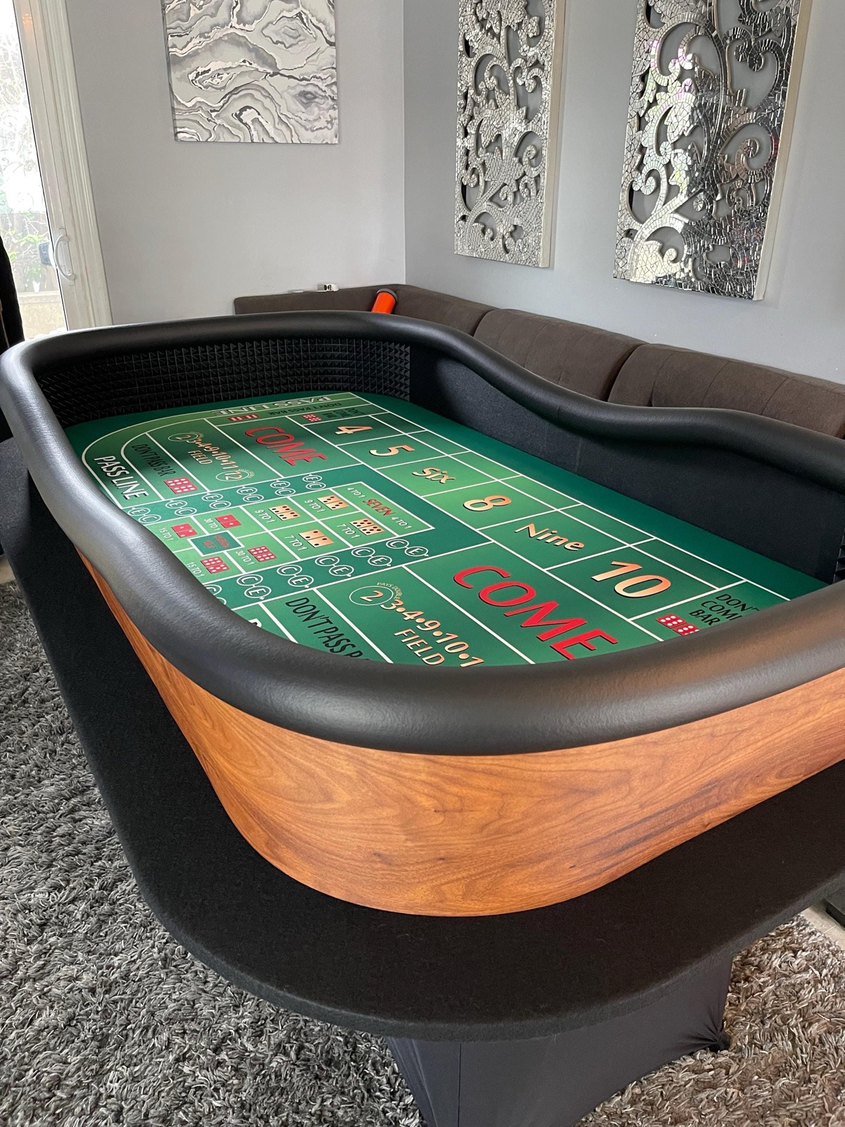 Photo 4 of Brown Craps Table with Green Felt