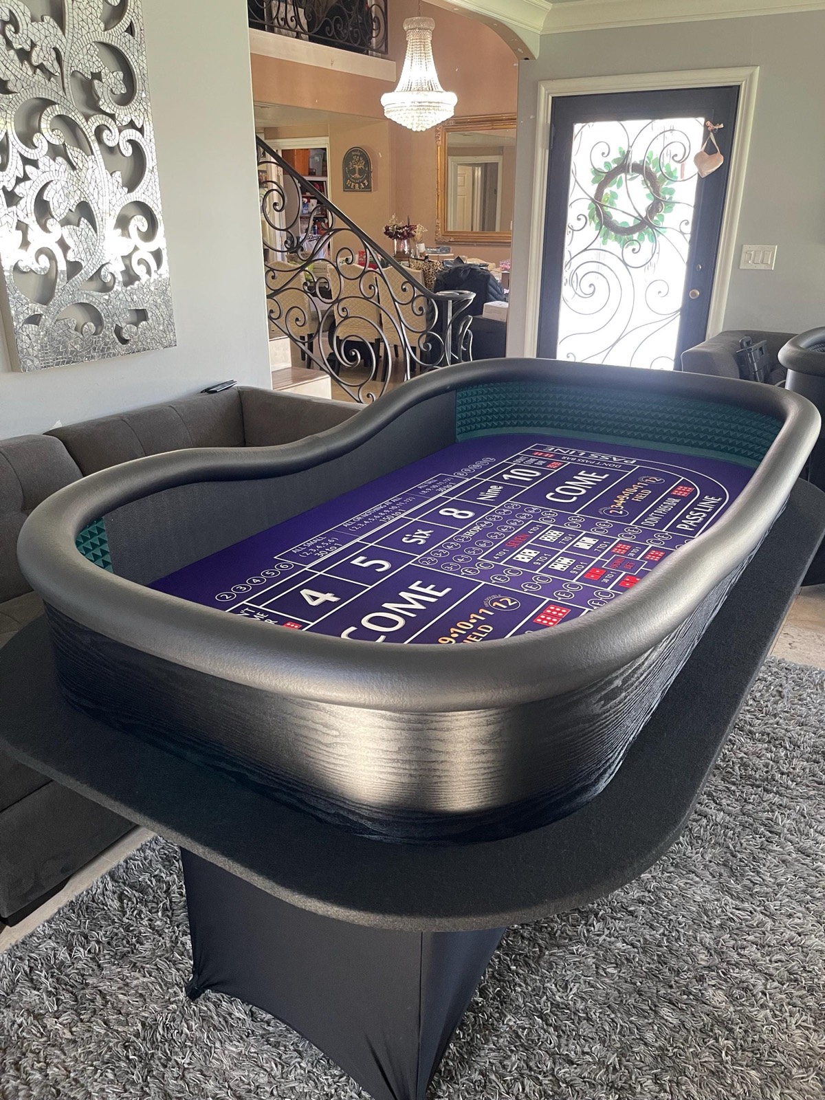 Photo 2 of Purple ATS Craps Table with Green Diamond Walls