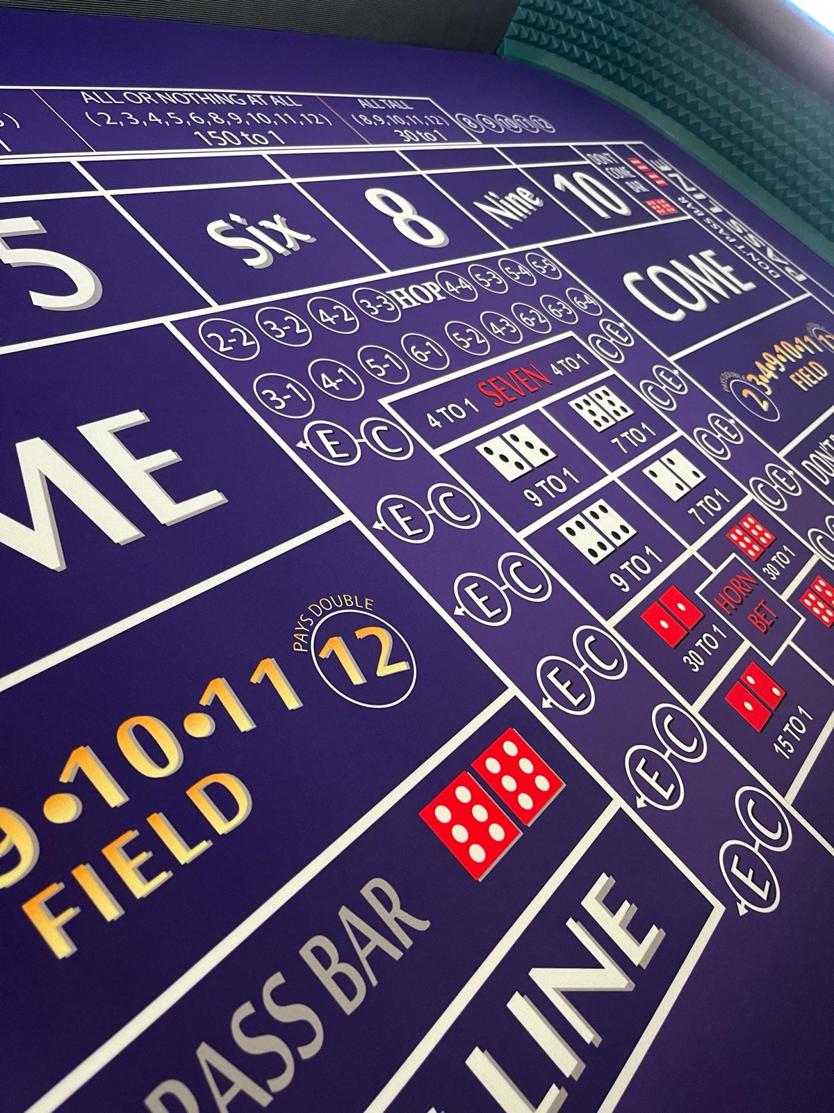 Photo 4 of Purple ATS Craps Table with Green Diamond Walls