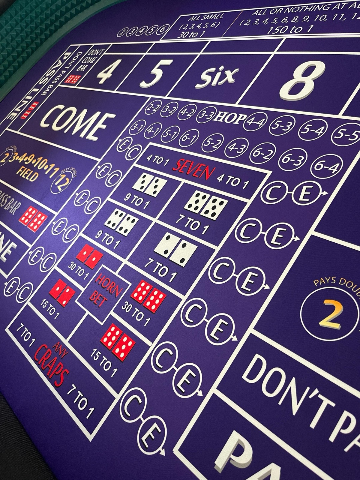 Photo 6 of Purple ATS Craps Table with Green Diamond Walls