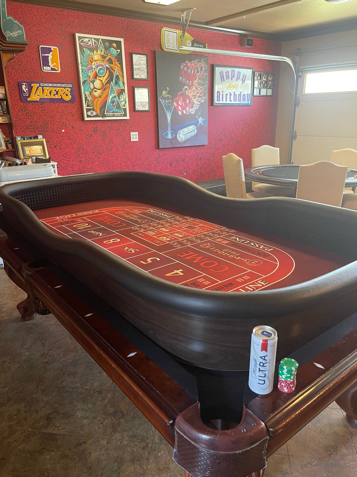 Photo 2 of Red Craps Table Top for 8-Foot Pool Tables