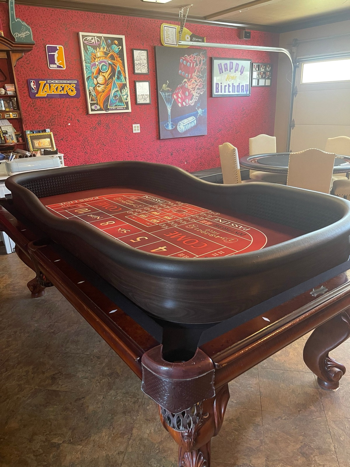 Photo 10 of Red Craps Table Top for 8-Foot Pool Tables
