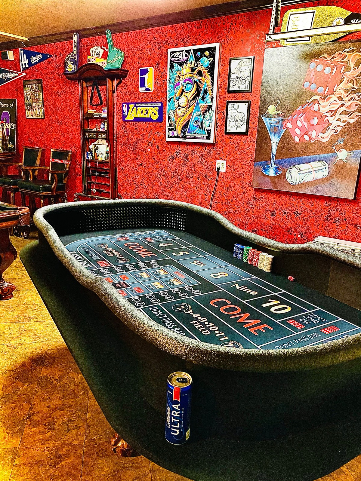Photo 3 of Red Craps Table with Drink Ledge