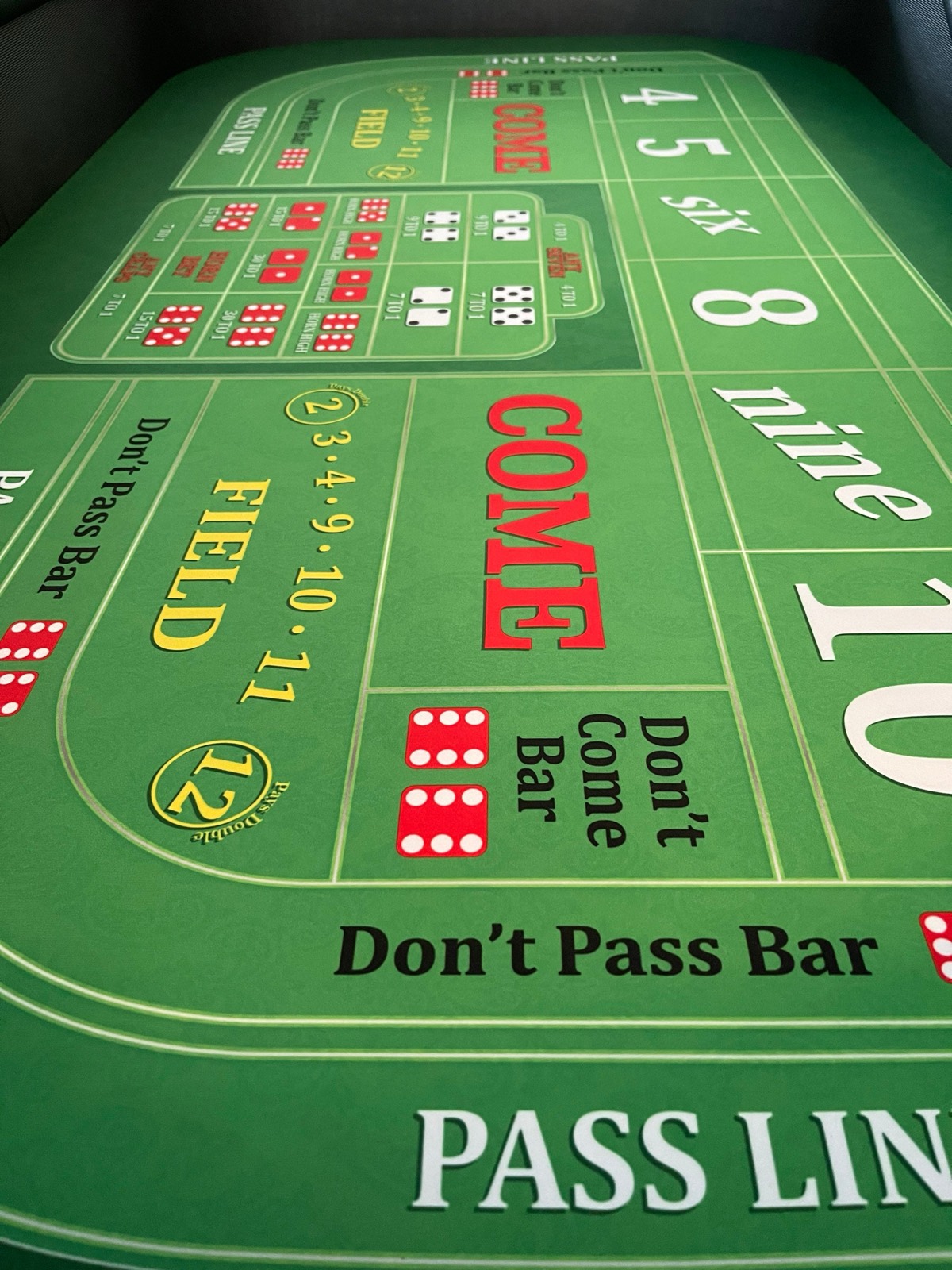 Photo 3 of Compact Green Craps Table with Folding Legs