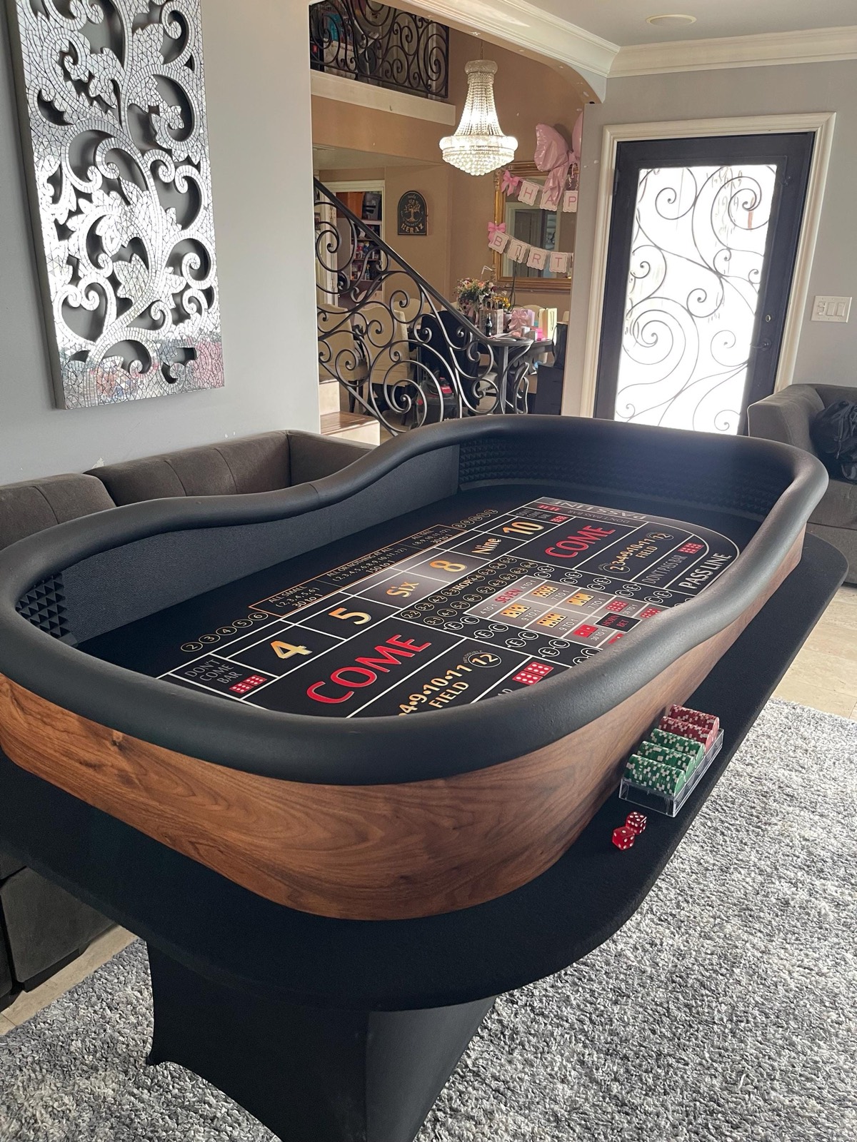 Photo 2 of Wood-Look Craps Table with Blue ATS Layout
