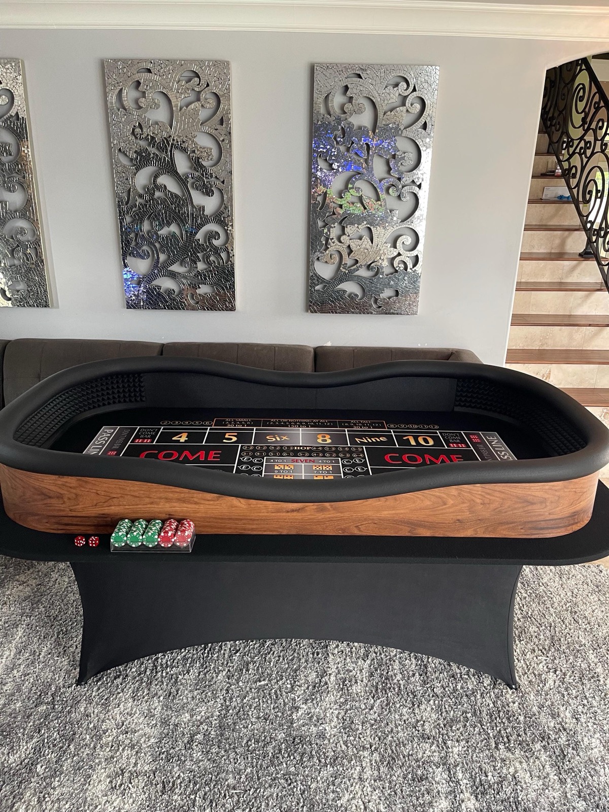 Photo 3 of Wood-Look Craps Table with Blue ATS Layout