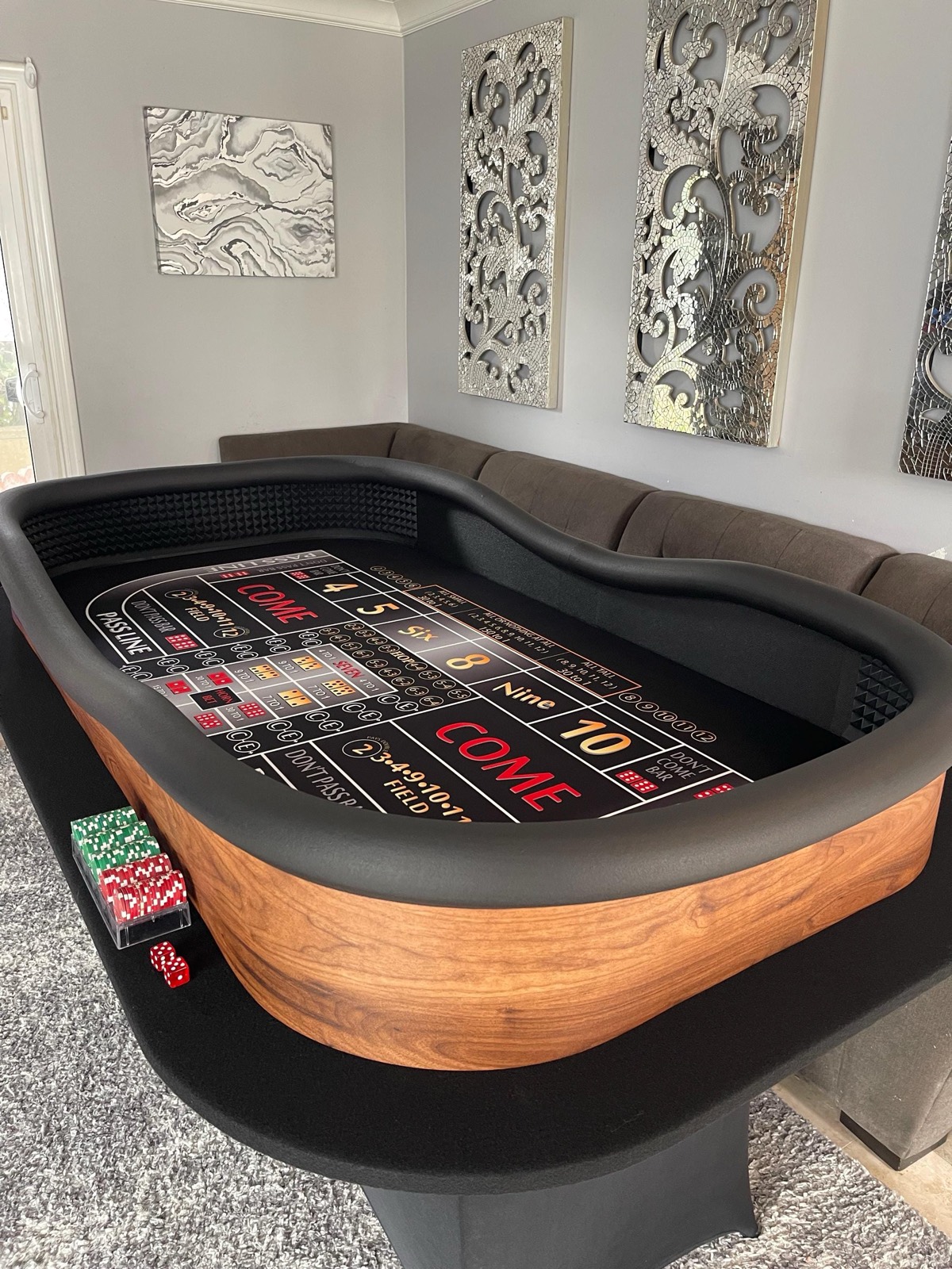 Photo 4 of Wood-Look Craps Table with Blue ATS Layout